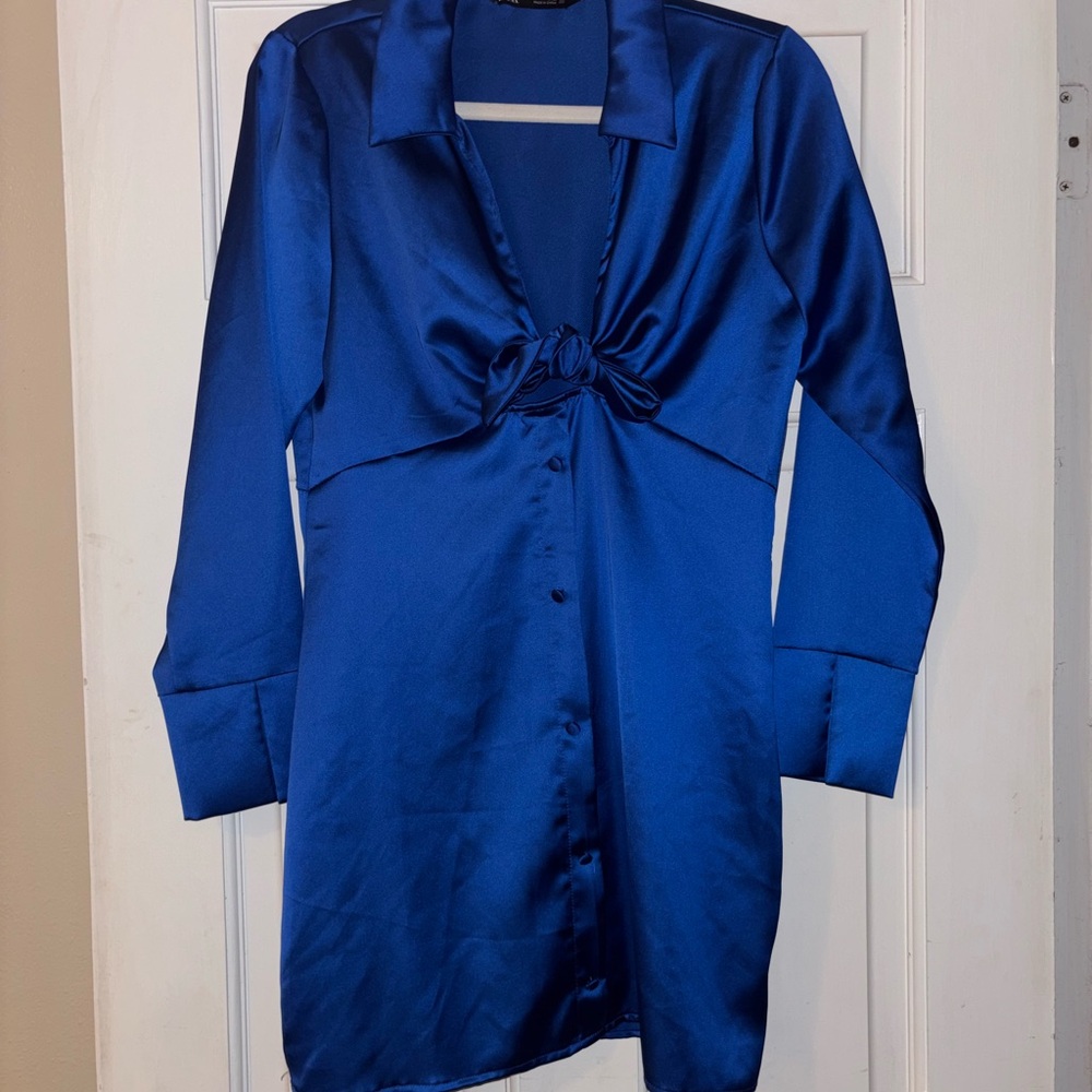 Zara Royal Blue Satin Mini Dress